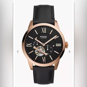 Fossil Townsman Automatic Black Leather Watch